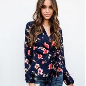 Vici Dark Blooms Wrap Blouse
